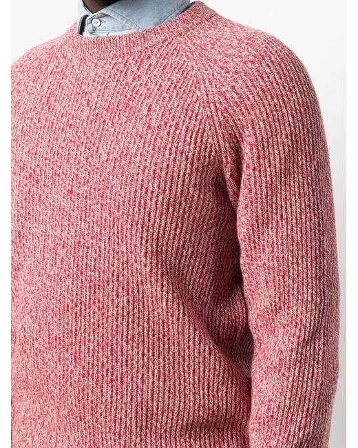 Brunello Cucinelli Pink Mark-Knit Ribbed-Trim Jumper for men
