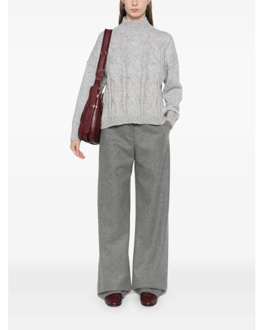 パンツ FABIANA FILIPPI Wide flannel trousers Fabiana Filippi Flannel Trousers in Gray | Lyst