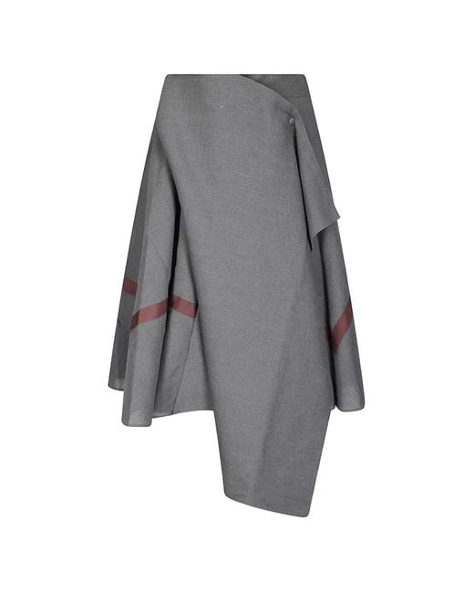 Niccolò Pasqualetti Gray Perimetro Asymmetric Draped Maxi Skirt