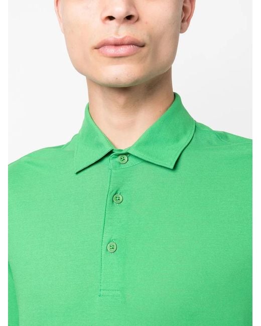 Herno Green Button-Placket Polo Shirt for men