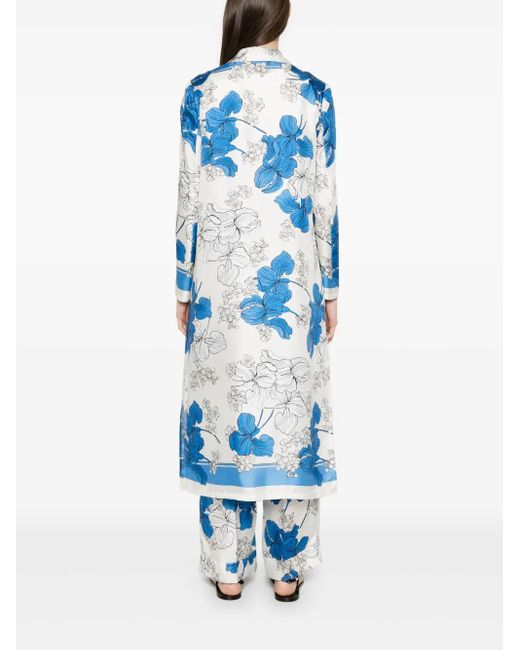 P.A.R.O.S.H. Blue Floral-Print Coat