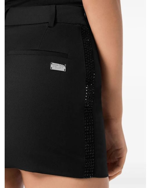 Philipp Plein Wollen Mini-Rok Met Stras in het Black