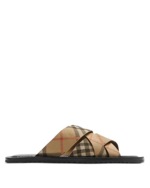 Burberry Brown Mf Pavillon Chk Sandals for men