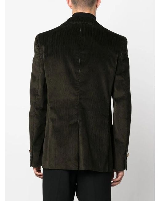 Roberto Cavalli Black Monogram Patch Corduroy Blazer for men