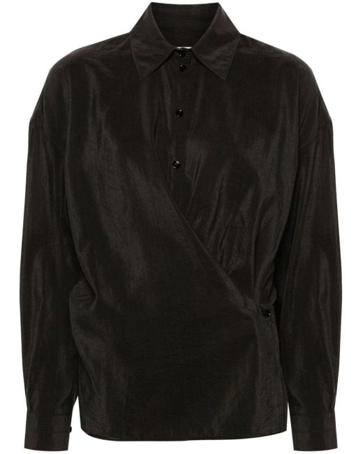 Lemaire Black Straight-collar Twisted Shirt