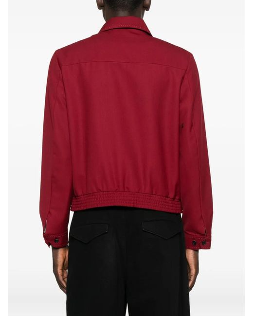 Second/Layer Red Zip-Fastening Stitched-Detail Jacket for men
