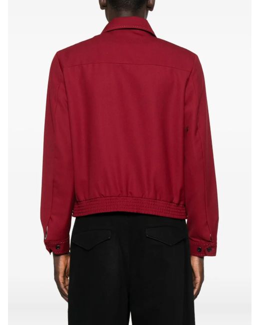 Second/Layer Red Zip-fastening Stitched-detail Jacket for men