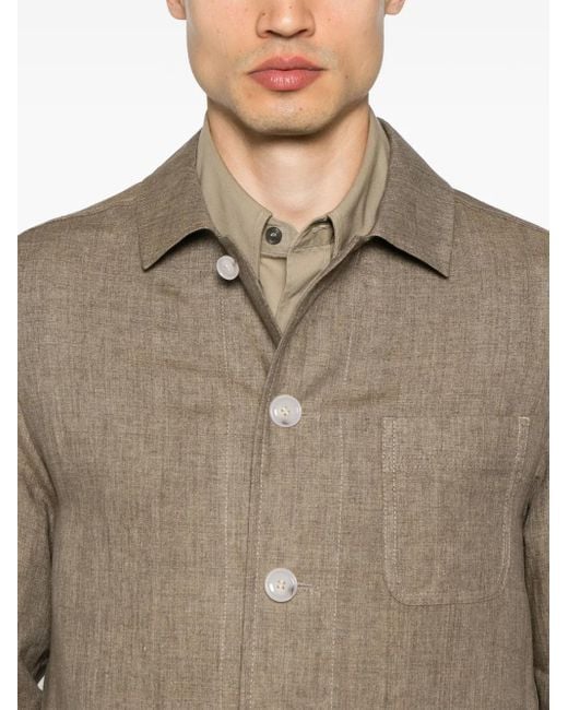 Boss Brown Linen Overshirt for men
