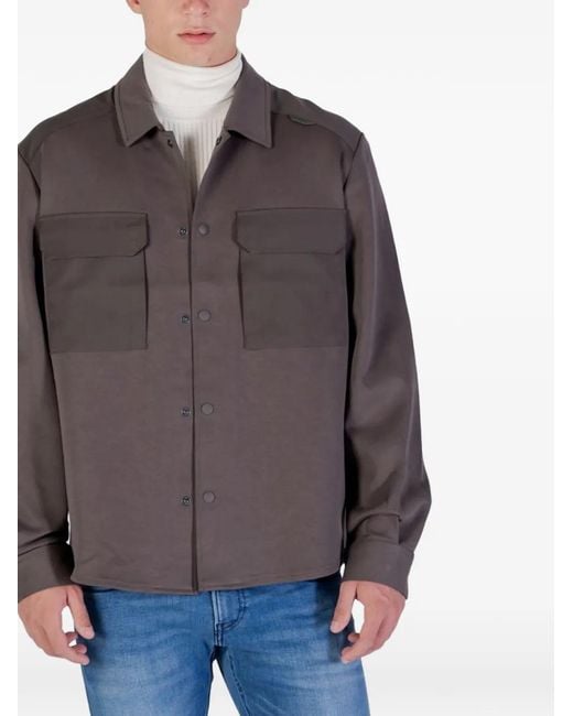 Antony Morato Gray Press-Stud Chest-Pockets Shirt for men