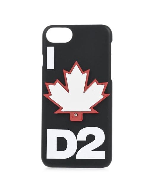 DSquared² Black Maple-Leaf Embossed-Logo Iphone 8 Plus Case for men