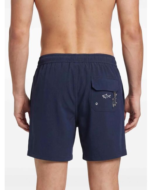 Paul & Shark Blue Drawstring Logo Swim Shorts for men