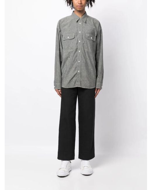 Visvim Gray Logo-Print Paint-Splatter Shirt for men