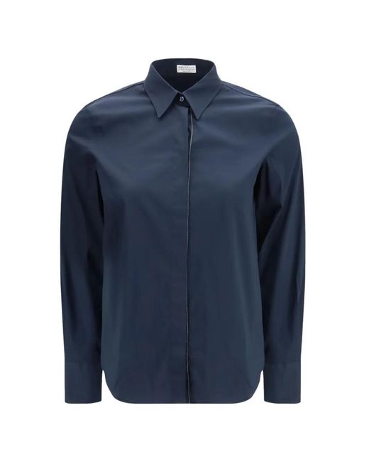 Brunello Cucinelli Blue Chain-Trim Shirt