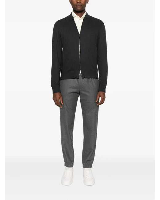 Canali Black Zip Cotton Jacket for men