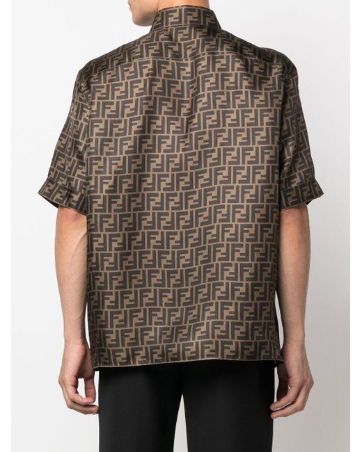 Fendi Brown Ff-print Silk Shirt - Men's - Silk for men