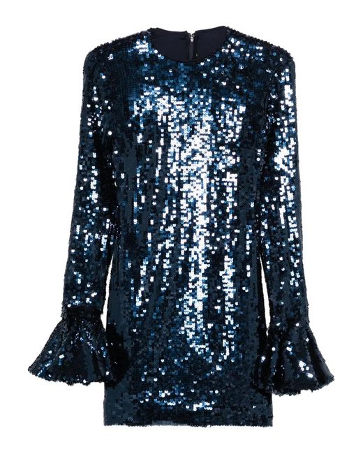 Sequin long-sleeve mini dress ROTATE BIRGER CHRISTENSEN de color Blue