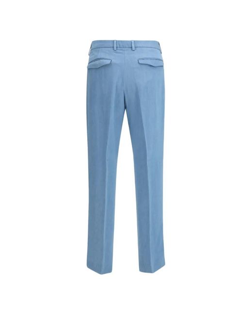 Cruna Blue Flat Front Trousers for men
