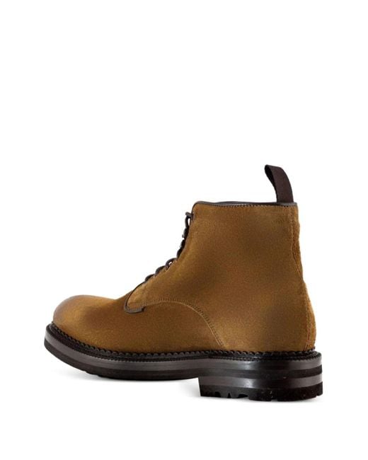Green George Brown Lace-Up Round-Toe Boots for men