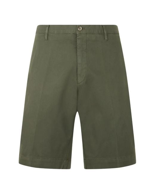 Fedeli Green Pressed-Crease Chino Shorts for men