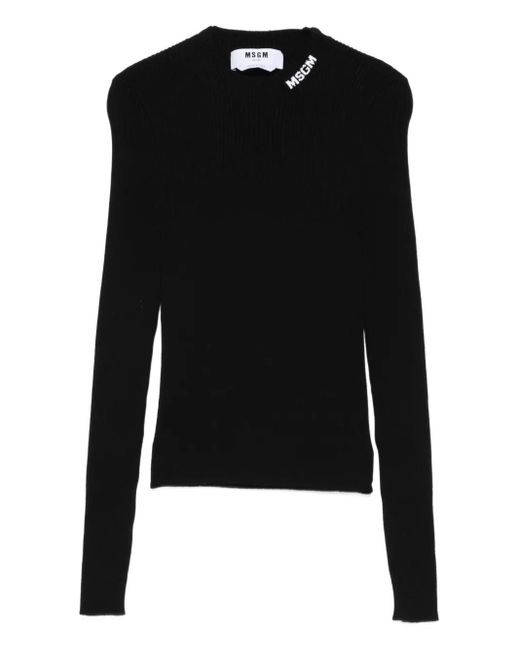 Pull Côtelé À Logo MSGM en coloris Black