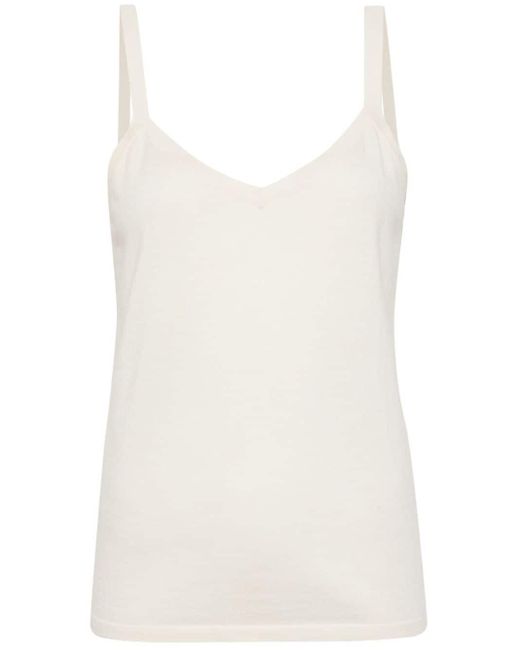 V-neck sleeveless top N.Peal Cashmere de color White