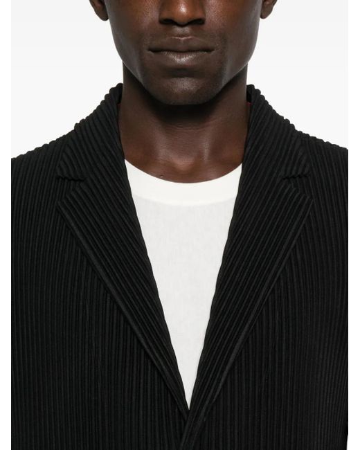 Homme Plissé Issey Miyake Black Pleated Button Blazer for men