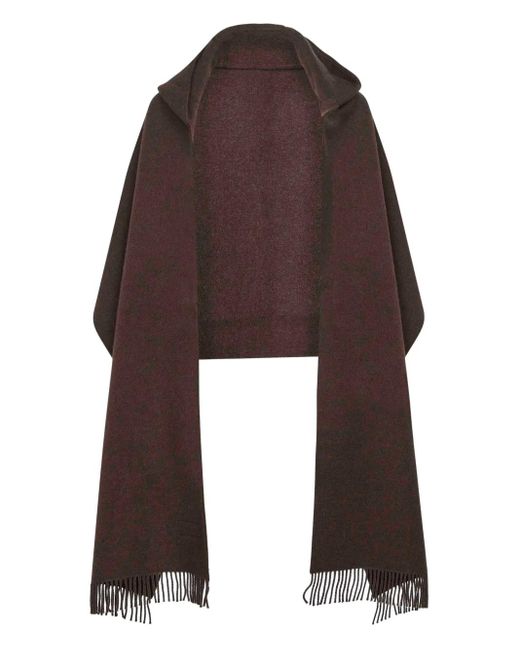 Brunello Cucinelli フーデッド フリンジ ケープ Brown