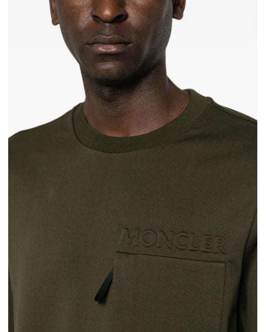 Moncler Green Logo-Embossed Sweatshirt for men