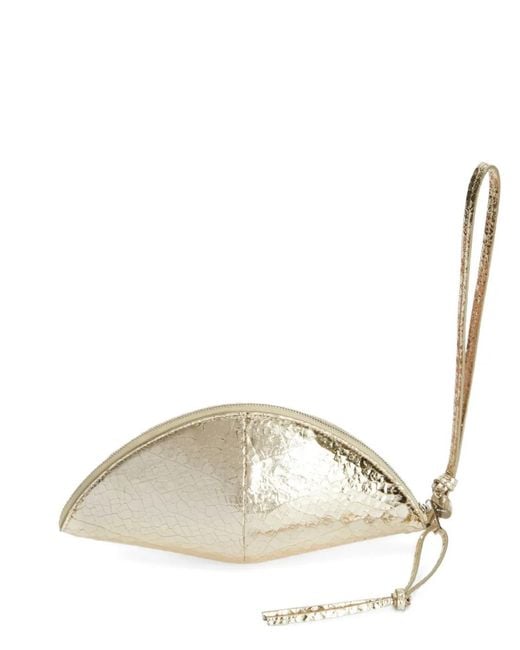 Jil Sander Natural Medium Curve Leather Clutch