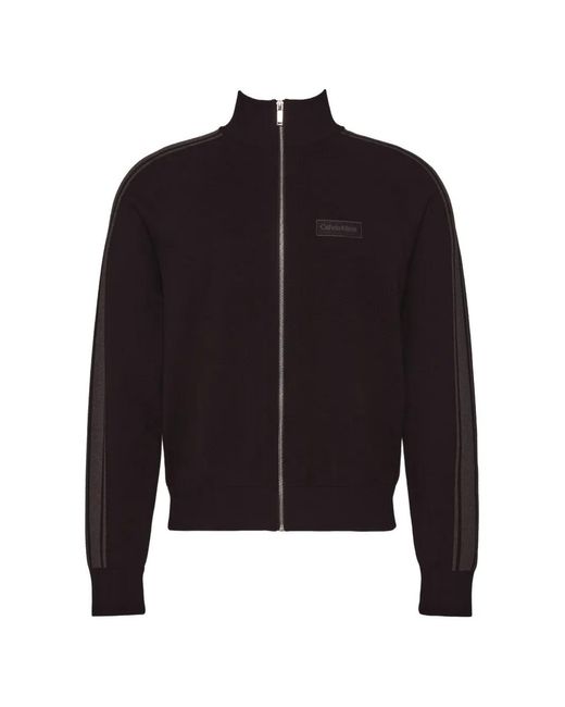 Calvin Klein Blue Logo-Patch Side-Stripe Jacket for men