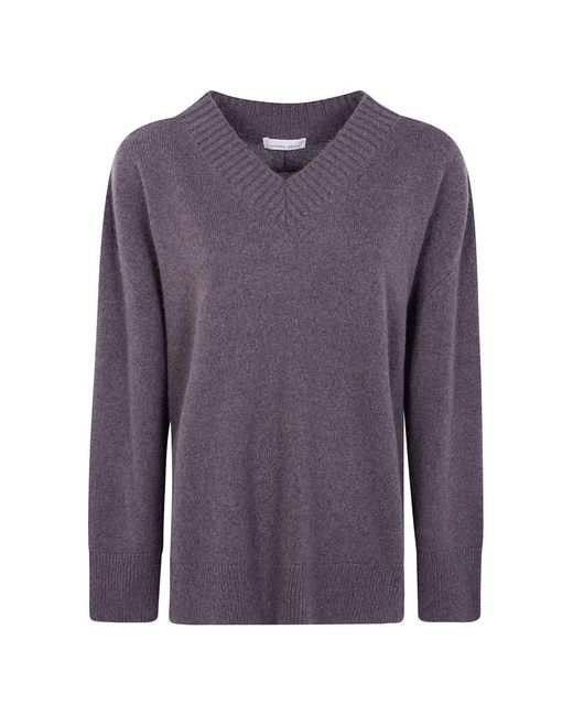Liviana Conti Purple V-Neck Long-Sleeves Sweater