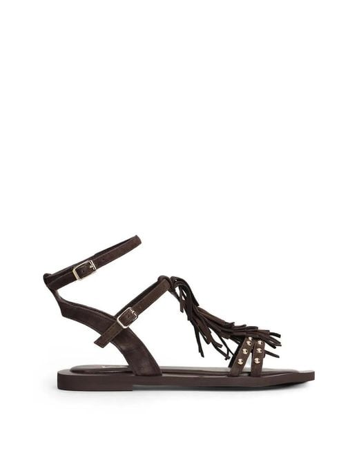 Marc Ellis White Fringe-Detail Flat Sandals