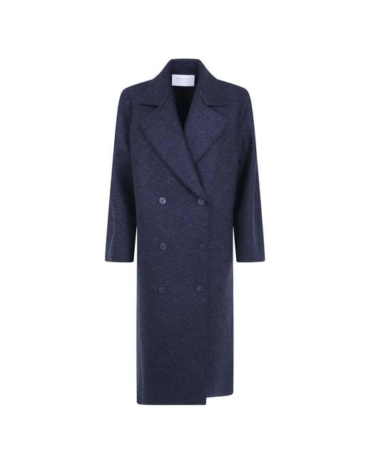 Harris Wharf London Blue Double-Breasted Coat