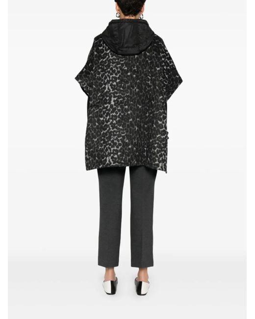 Twinset Black Leopard-Print Hooded Jacket