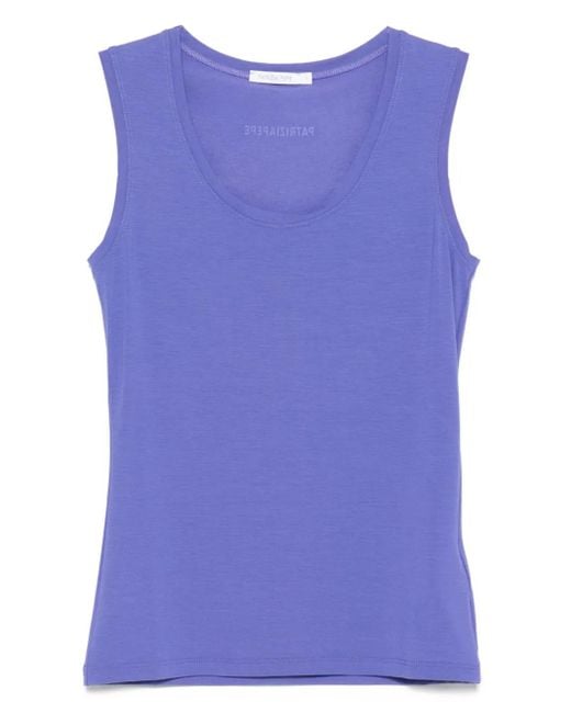 Patrizia Pepe U-Neck Fly-Detail Tank Top in Blue Lyst UK