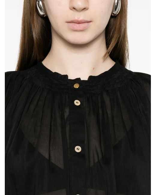 Forte_forte Black Blouse À Fronces
