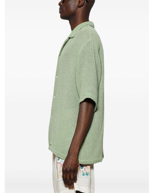 Amiri Green Spread-collar Mesh Shirt for men
