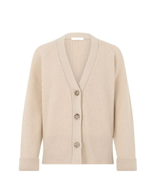 Fedeli Natural Ribbed-Knit V-Neck Cardigan