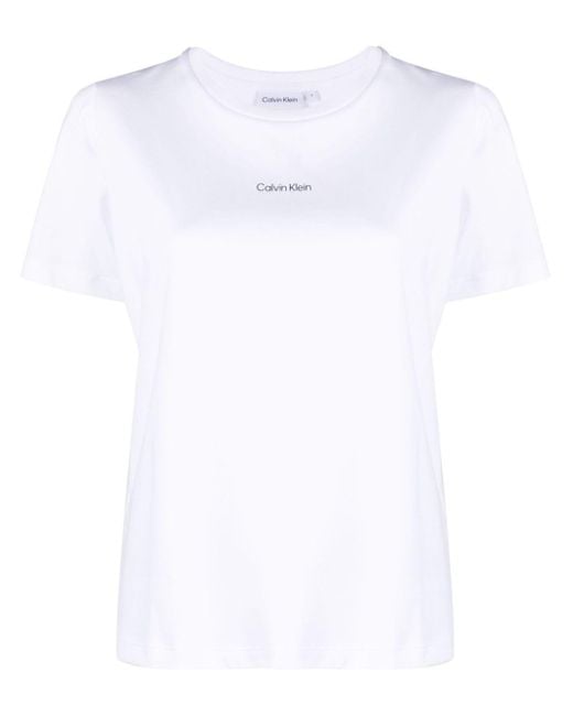 Calvin Klein Micro-logo Cotton T-shirt Lyst | White in