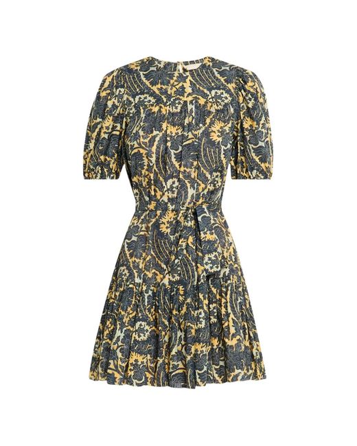 Ulla Johnson Green Rosalie Floral Belted Mini Dress