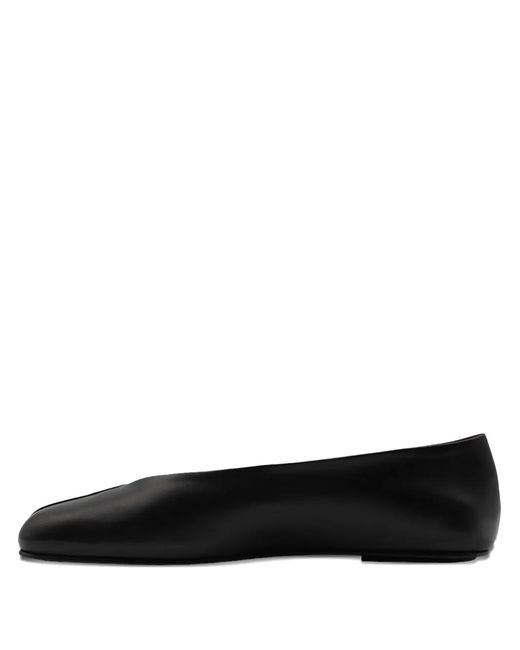 The Row Black Leather Ballerina Shoes