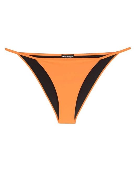 DSquared² Orange Logo-Print Bikini Bottoms