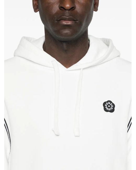 KENZO White Boke Flower Embroidery Hoodie for men