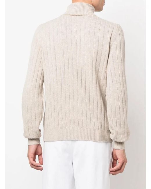 Corneliani Natural Cable-Knit Roll-Neck Jumper for men
