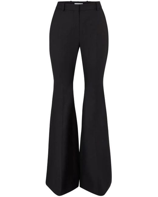 Nina Ricci Blue Wool Gabardine Flared Trousers
