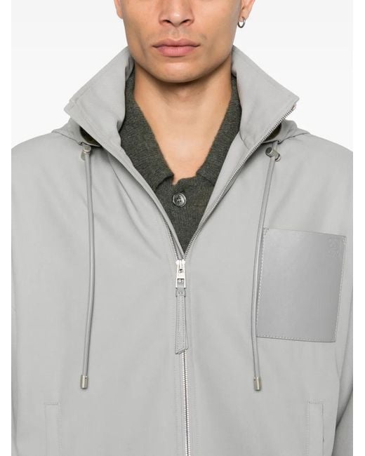 Loewe Gray Cotton Hooded Jacket for men