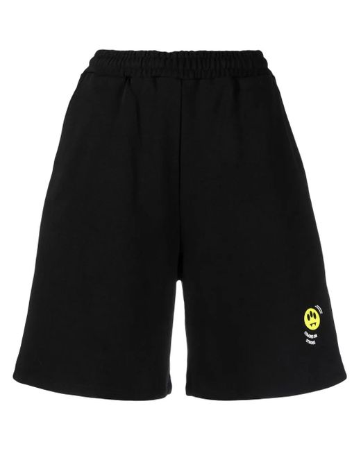 Barrow Black Logo-Print Detail Shorts