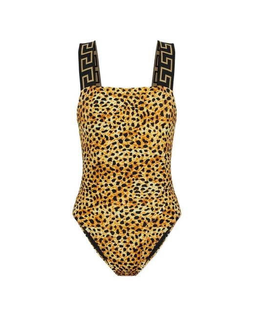 Versace Metallic Leopard-Print Swimsuit