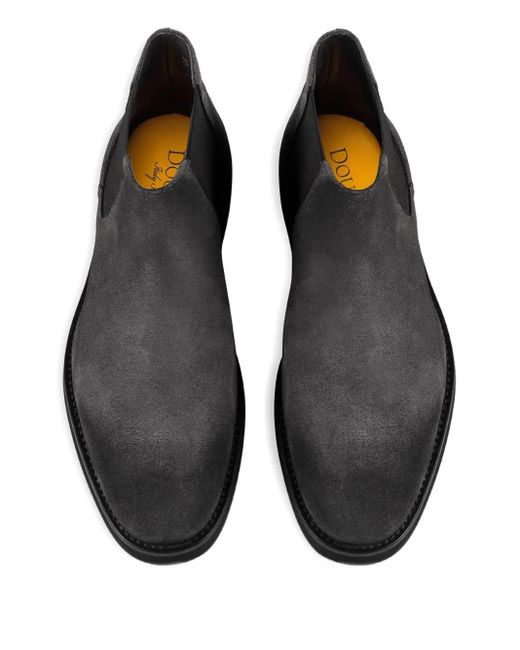 Doucal's Black Elastic-Panel Suede Chelsea Boots for men
