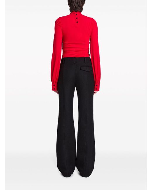 Proenza Schouler Red Sonia High-neck Crepe Blouse